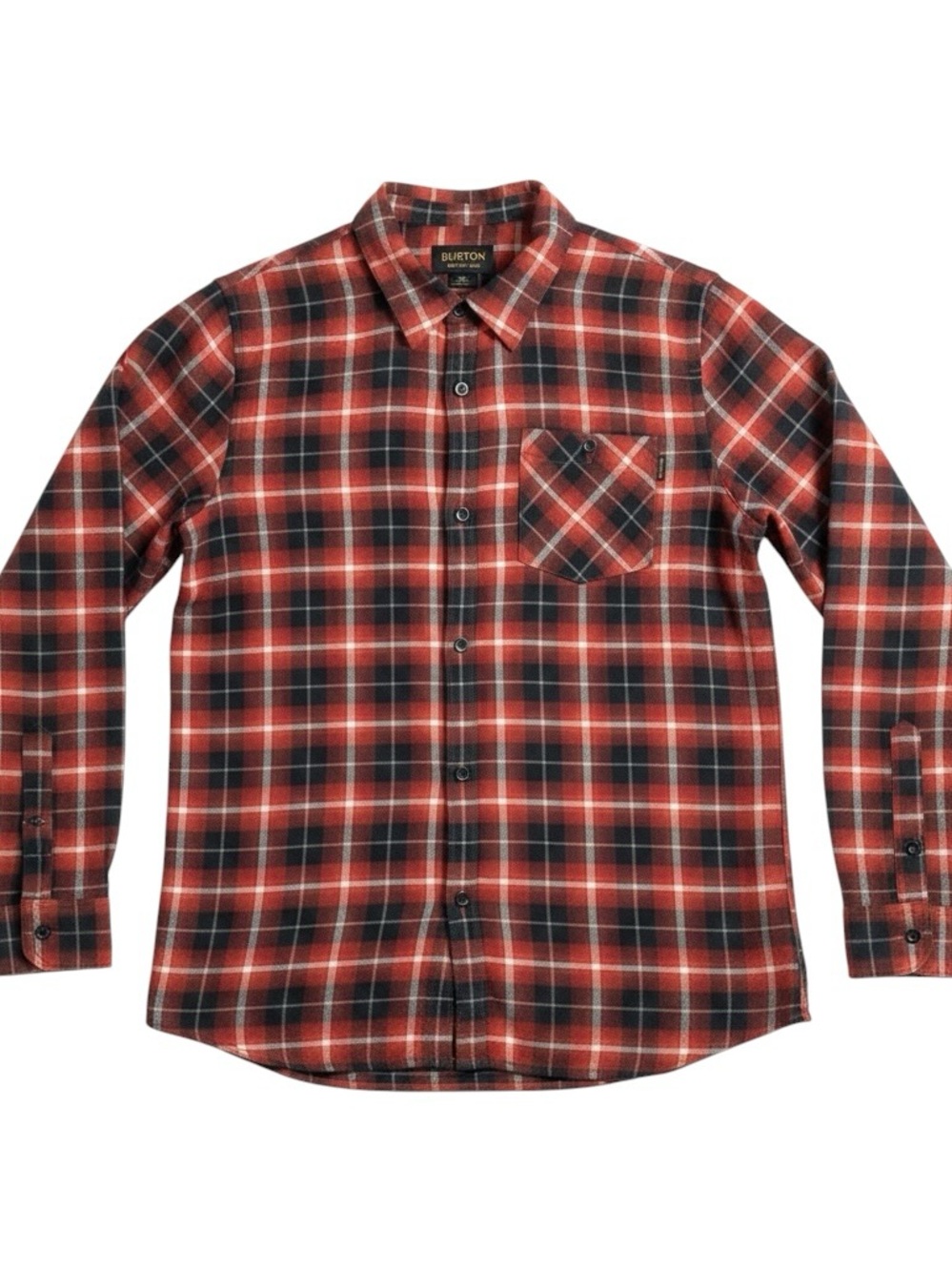 Burton Grace Lightweight Flannel Size Large Black Red Plaid Long Sleeve Cotton